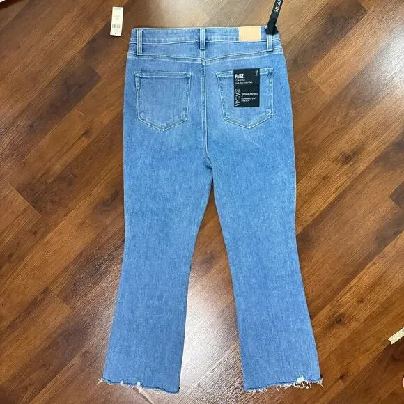 Paige NEW Claudine Ankle Flare Darling Jeans Casual Boho Minimalist Sz 31 Petite - Picture 3 of 9